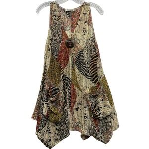 Paradise Women's Asymmetrical Boho Tunic Top Multicolor Textured Artsy Layered S